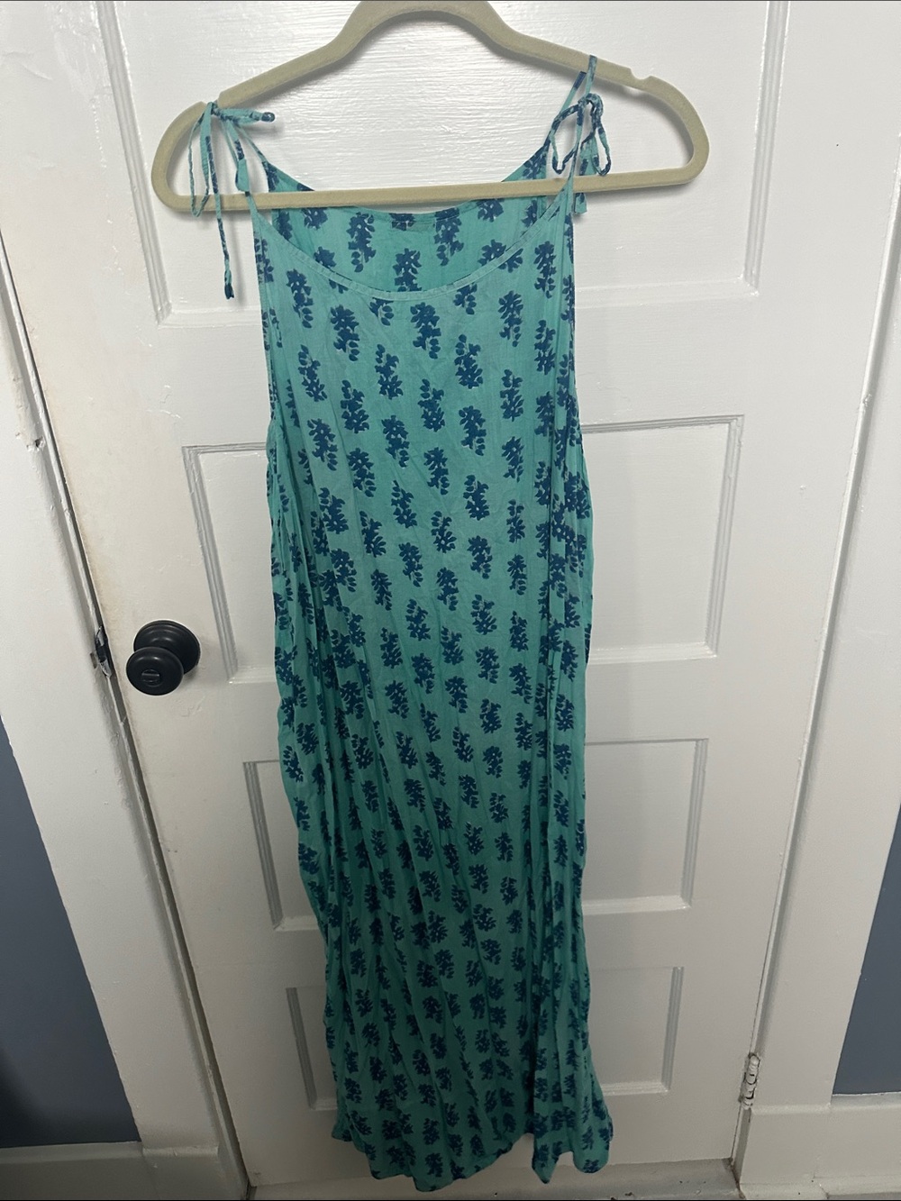 Matta Teal Maxi Dress with Navy Floral Print